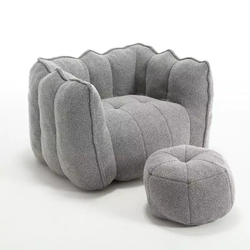 Poltrona Sacco in Ciniglia TUYOHW con Ottomana, Set Lounger con Braccioli Quadrati e Poggiapiedi, Divano in Schiuma ad Alta Resilienza per Soggiorno