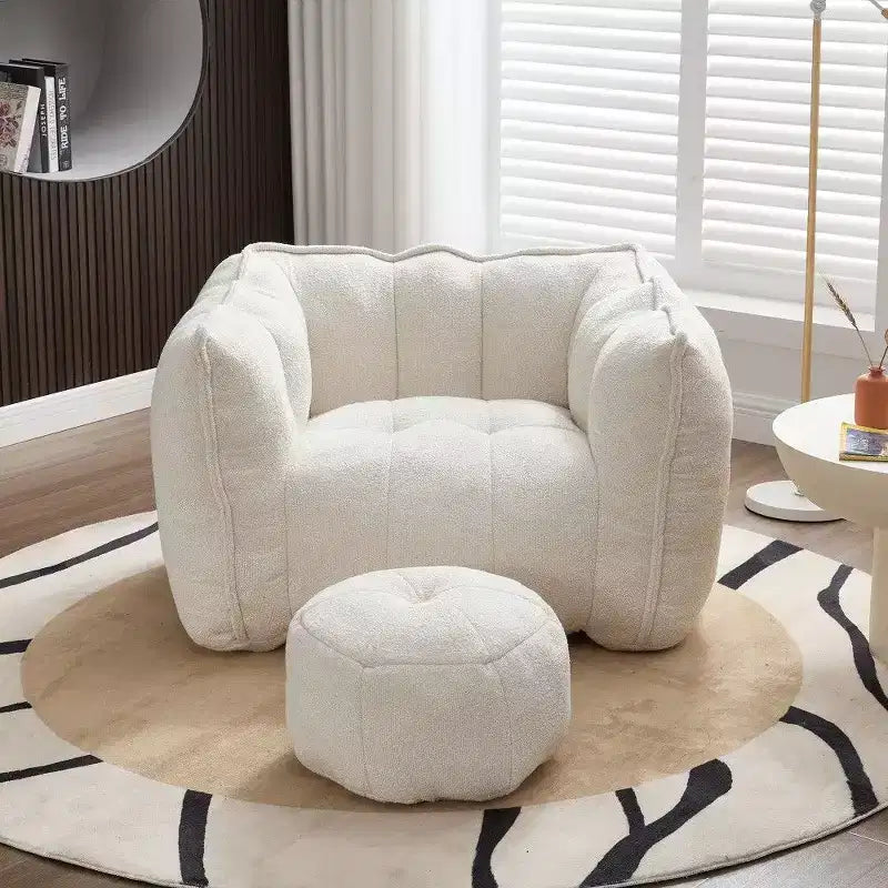 Poltrona Sacco in Ciniglia TUYOHW con Ottomana, Set Lounger con Braccioli Quadrati e Poggiapiedi, Divano in Schiuma ad Alta Resilienza per Soggiorno