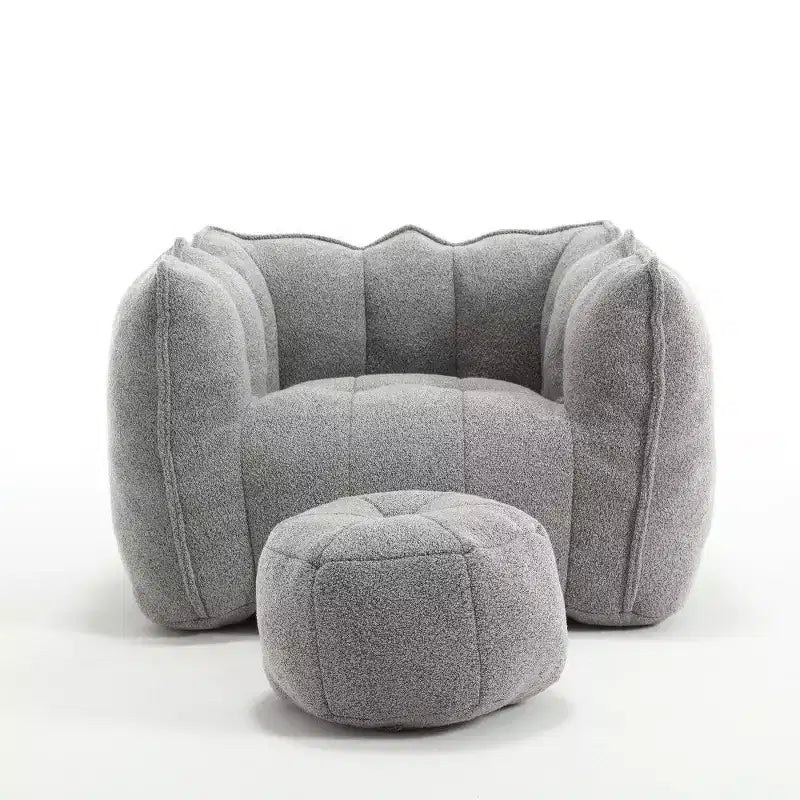 Poltrona Sacco in Ciniglia TUYOHW con Ottomana, Set Lounger con Braccioli Quadrati e Poggiapiedi, Divano in Schiuma ad Alta Resilienza per Soggiorno