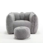 Poltrona Sacco in Ciniglia TUYOHW con Ottomana, Set Lounger con Braccioli Quadrati e Poggiapiedi, Divano in Schiuma ad Alta Resilienza per Soggiorno