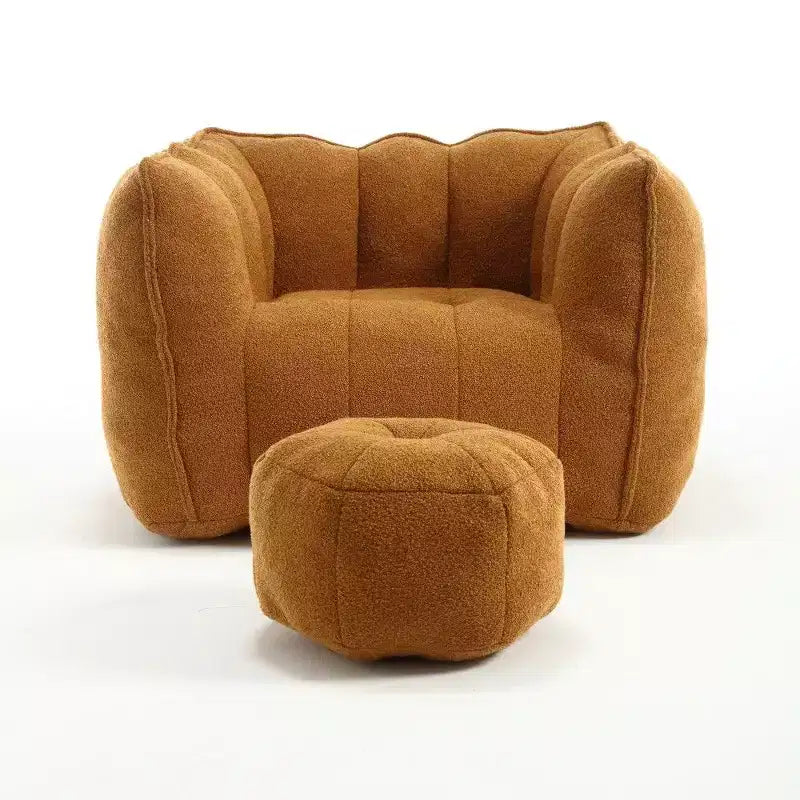 Poltrona Sacco in Ciniglia TUYOHW con Ottomana, Set Lounger con Braccioli Quadrati e Poggiapiedi, Divano in Schiuma ad Alta Resilienza per Soggiorno
