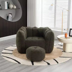 Poltrona Sacco in Ciniglia TUYOHW con Ottomana, Set Lounger con Braccioli Quadrati e Poggiapiedi, Divano in Schiuma ad Alta Resilienza per Soggiorno