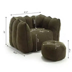 Poltrona Sacco in Ciniglia TUYOHW con Ottomana, Set Lounger con Braccioli Quadrati e Poggiapiedi, Divano in Schiuma ad Alta Resilienza per Soggiorno