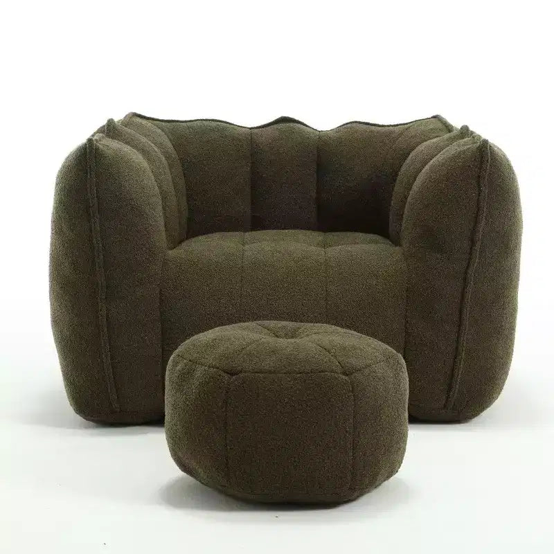 Poltrona Sacco in Ciniglia TUYOHW con Ottomana, Set Lounger con Braccioli Quadrati e Poggiapiedi, Divano in Schiuma ad Alta Resilienza per Soggiorno