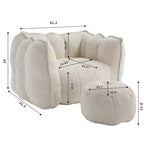 Poltrona Sacco in Ciniglia TUYOHW con Ottomana, Set Lounger con Braccioli Quadrati e Poggiapiedi, Divano in Schiuma ad Alta Resilienza per Soggiorno