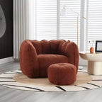 Poltrona Sacco in Ciniglia TUYOHW con Ottomana, Set Lounger con Braccioli Quadrati e Poggiapiedi, Divano in Schiuma ad Alta Resilienza per Soggiorno