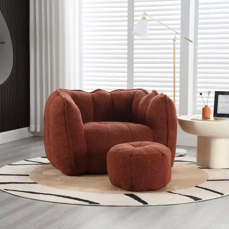Poltrona Sacco in Ciniglia TUYOHW con Ottomana, Set Lounger con Braccioli Quadrati e Poggiapiedi, Divano in Schiuma ad Alta Resilienza per Soggiorno