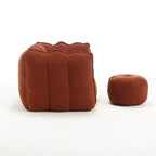 Poltrona Sacco in Ciniglia TUYOHW con Ottomana, Set Lounger con Braccioli Quadrati e Poggiapiedi, Divano in Schiuma ad Alta Resilienza per Soggiorno