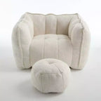 Poltrona Sacco in Ciniglia TUYOHW con Ottomana, Set Lounger con Braccioli Quadrati e Poggiapiedi, Divano in Schiuma ad Alta Resilienza per Soggiorno