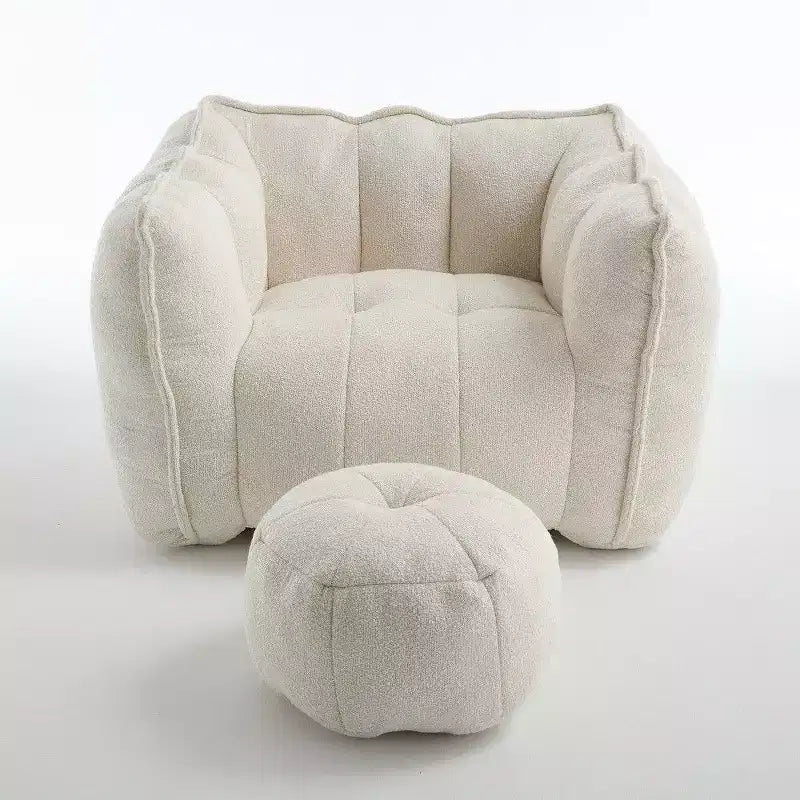 Poltrona Sacco in Ciniglia TUYOHW con Ottomana, Set Lounger con Braccioli Quadrati e Poggiapiedi, Divano in Schiuma ad Alta Resilienza per Soggiorno