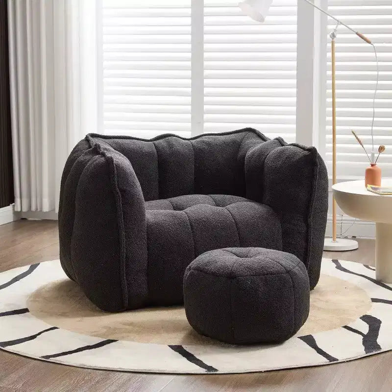 Poltrona Sacco in Ciniglia TUYOHW con Ottomana, Set Lounger con Braccioli Quadrati e Poggiapiedi, Divano in Schiuma ad Alta Resilienza per Soggiorno