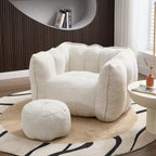 Poltrona Sacco in Ciniglia TUYOHW con Ottomana, Set Lounger con Braccioli Quadrati e Poggiapiedi, Divano in Schiuma ad Alta Resilienza per Soggiorno