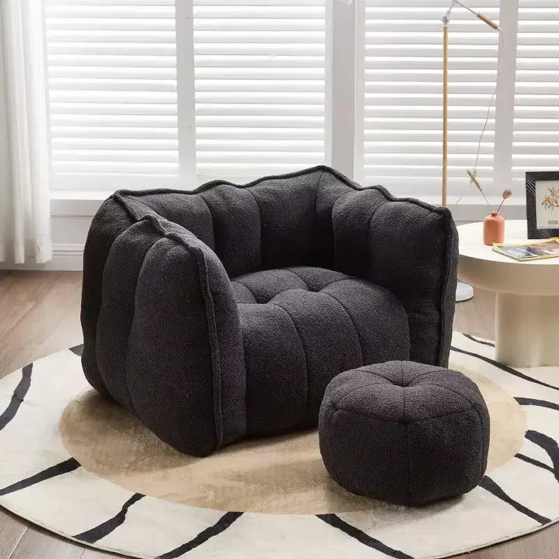 Poltrona Sacco in Ciniglia TUYOHW con Ottomana, Set Lounger con Braccioli Quadrati e Poggiapiedi, Divano in Schiuma ad Alta Resilienza per Soggiorno