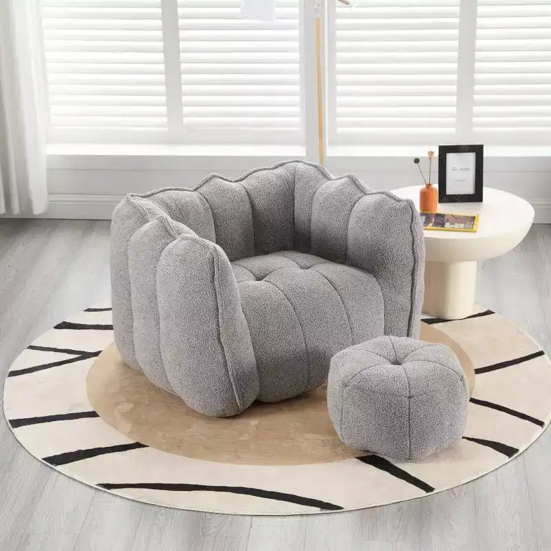 Poltrona Sacco in Ciniglia TUYOHW con Ottomana, Set Lounger con Braccioli Quadrati e Poggiapiedi, Divano in Schiuma ad Alta Resilienza per Soggiorno