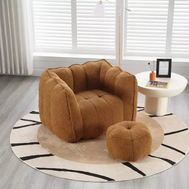 Poltrona Sacco in Ciniglia TUYOHW con Ottomana, Set Lounger con Braccioli Quadrati e Poggiapiedi, Divano in Schiuma ad Alta Resilienza per Soggiorno
