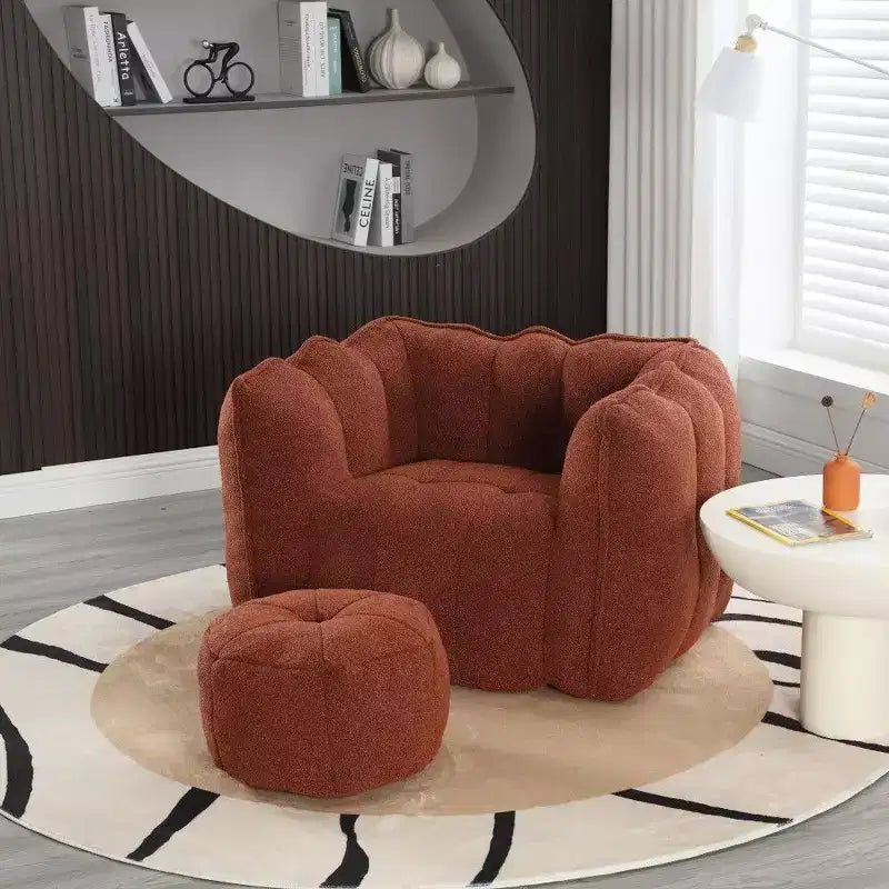 Poltrona Sacco in Ciniglia TUYOHW con Ottomana, Set Lounger con Braccioli Quadrati e Poggiapiedi, Divano in Schiuma ad Alta Resilienza per Soggiorno