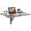 Costway Wall-Mounted Drop-Leaf Table Floating Folding Desk Space Saver Gray