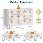 Comò in Rattan per Camera da Letto con 6 Cassetti, Cassettiera Larga 120 cm con Ampio Spazio per Vestiti, Comò a 6 Cassetti, Marrone