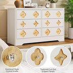 Comò in Rattan per Camera da Letto con 6 Cassetti, Cassettiera Larga 120 cm con Ampio Spazio per Vestiti, Comò a 6 Cassetti, Marrone