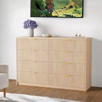 Cassettiera scanalata a 9 cassetti con maniglie in metallo, organizer moderno per camera da letto, soggiorno, ingresso, porta TV multifunzione, bianco