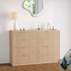 Cassettiera scanalata a 9 cassetti con maniglie in metallo, organizer moderno per camera da letto, soggiorno, ingresso, porta TV multifunzione, bianco