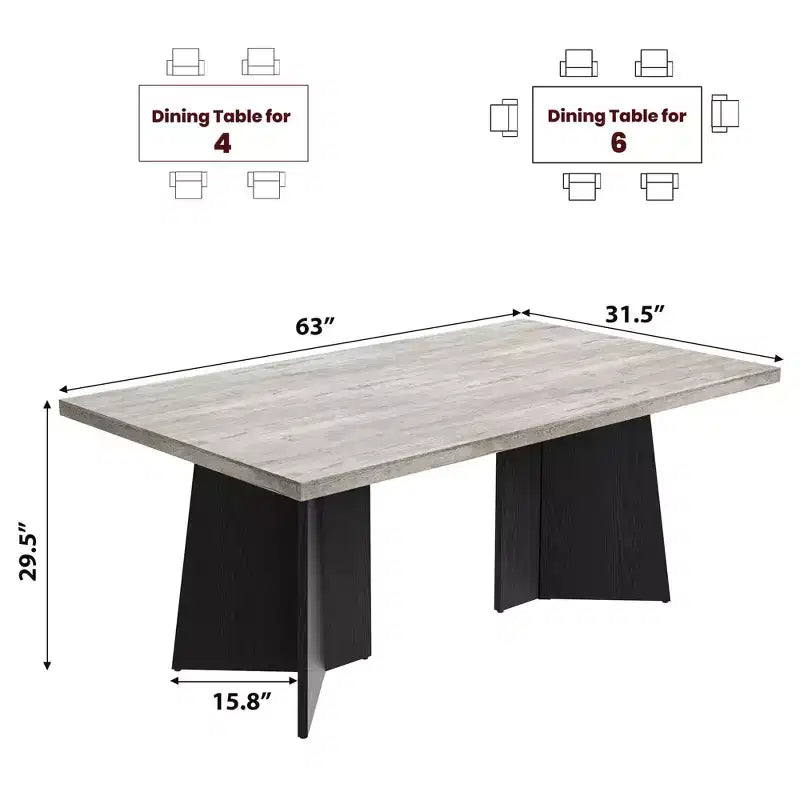Tavolo da pranzo per 6-8 persone - Tavolo da cucina moderno lungo 63 pollici con ampio piano e gambe a piedistallo per impieghi gravosi, tavolo da pranzo per cucina, sala conferenze