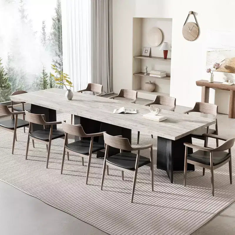 Tavolo da pranzo per 6-8 persone - Tavolo da cucina moderno lungo 63 pollici con ampio piano e gambe a piedistallo per impieghi gravosi, tavolo da pranzo per cucina, sala conferenze