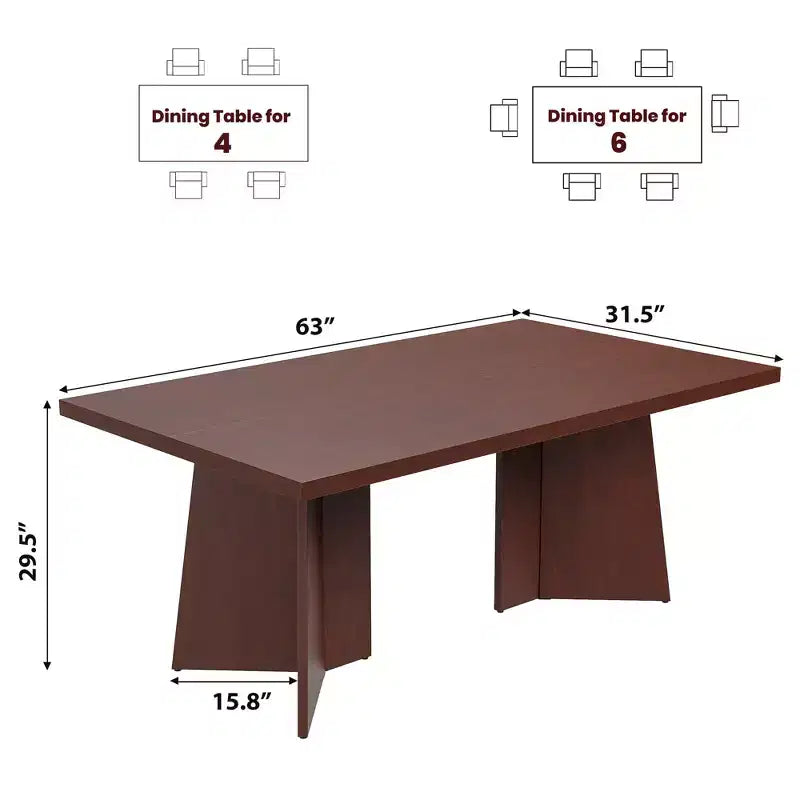 Tavolo da pranzo per 6-8 persone - Tavolo da cucina moderno lungo 63 pollici con ampio piano e gambe a piedistallo per impieghi gravosi, tavolo da pranzo per cucina, sala conferenze