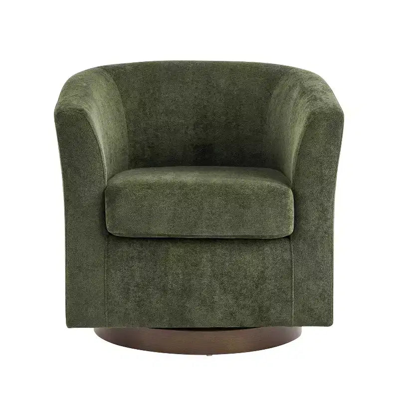 Poltrona girevole moderna in velluto Christopher Knight Home Harlow, con base in legno, 360 gradi