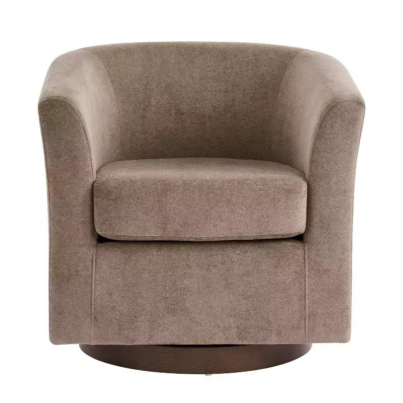 Poltrona girevole moderna in velluto Christopher Knight Home Harlow, con base in legno, 360 gradi