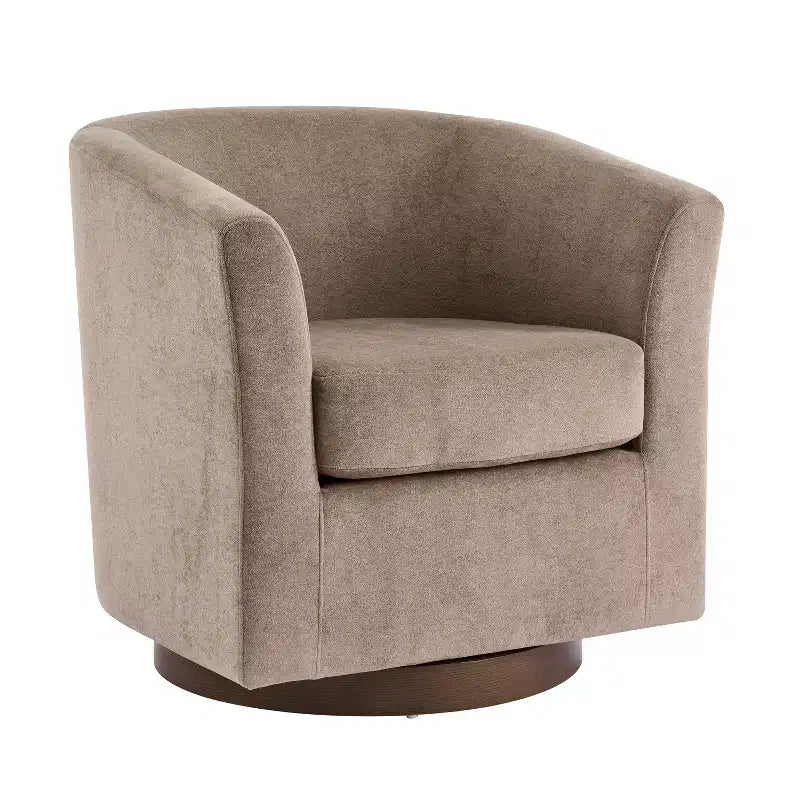 Poltrona girevole moderna in velluto Christopher Knight Home Harlow, con base in legno, 360 gradi