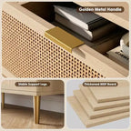 Mobile verticale in rattan PB+PE a 5 cassetti (U7 5RDrawer002), colore legno, stile verticale salvaspazio, mobile per camera da letto