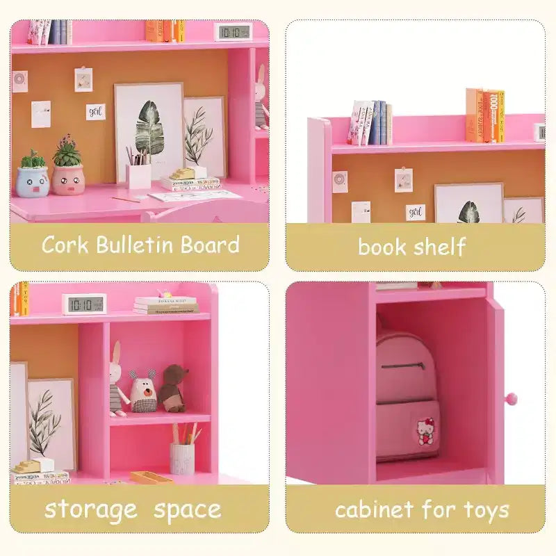 Set Scrivania e Sedia per Bambini, Scrivania per Studenti con Cassettiera e Mobiletto, per Camera da Letto e Studio dei Bambini