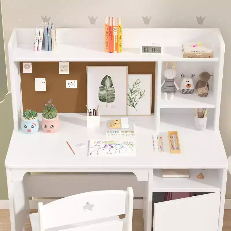 Set Scrivania e Sedia per Bambini, Scrivania per Studenti con Cassettiera e Mobiletto, per Camera da Letto e Studio dei Bambini
