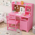 Kids Desk and Chair Set, Student Writing Desk with Hutch & Storage Cabinet, for Kids Bedroom & Study Room