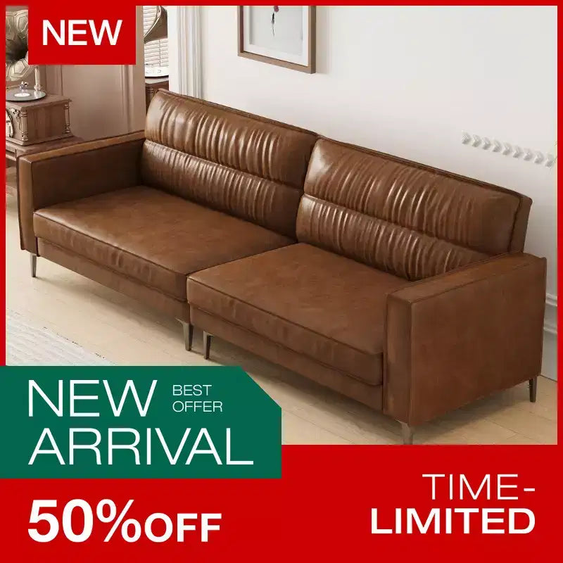 Luck Live Divano contemporaneo di lusso in pelle oliata marrone da 220 cm - Divano vintage di alta gamma con struttura robusta e sensazione accogliente marrone