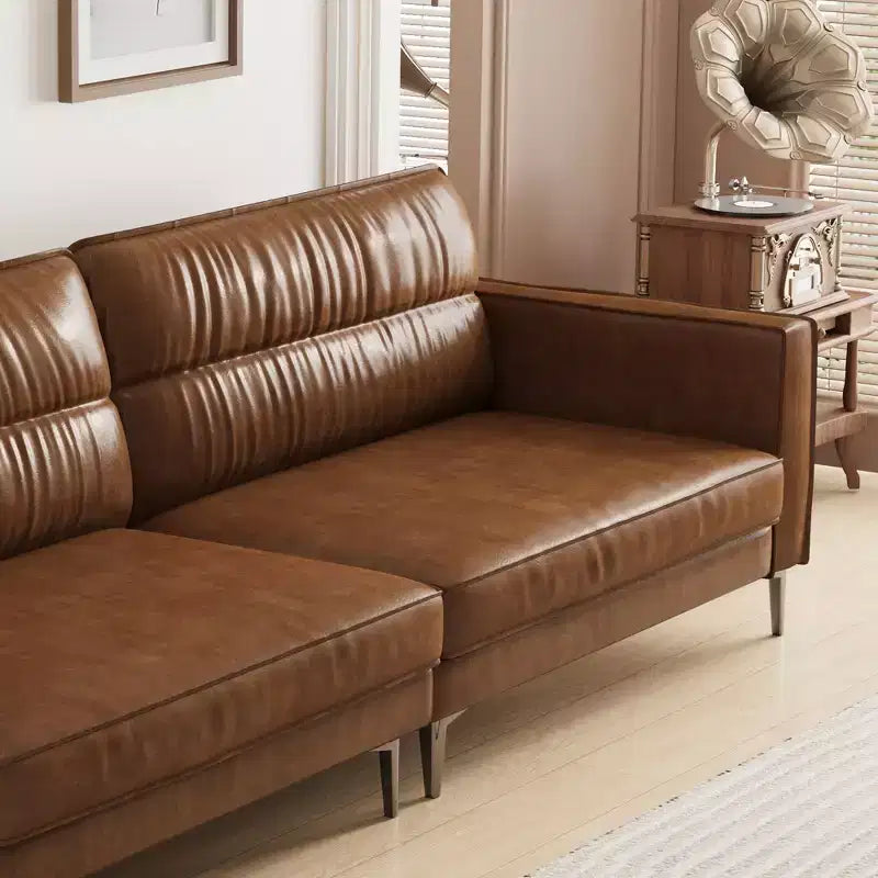 Luck Live Divano contemporaneo di lusso in pelle oliata marrone da 220 cm - Divano vintage di alta gamma con struttura robusta e sensazione accogliente marrone