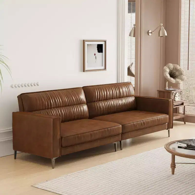 Luck Live Divano contemporaneo di lusso in pelle oliata marrone da 220 cm - Divano vintage di alta gamma con struttura robusta e sensazione accogliente marrone