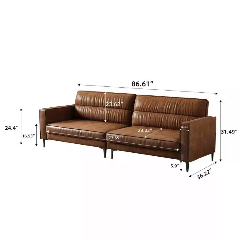 Luck Live Divano contemporaneo di lusso in pelle oliata marrone da 220 cm - Divano vintage di alta gamma con struttura robusta e sensazione accogliente marrone