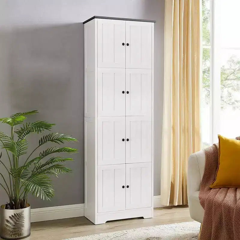 Mobiletto alto 72,4, Armadio da cucina autoportante con ripiani, Armadio a pavimento, Armadio alto per bagno, cucina, dispensa