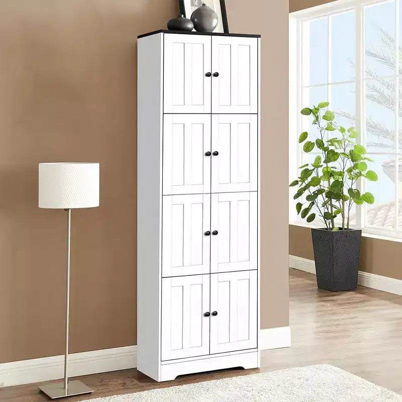Mobiletto alto 72,4, Armadio da cucina autoportante con ripiani, Armadio a pavimento, Armadio alto per bagno, cucina, dispensa