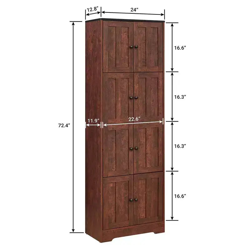 Mobiletto alto 72,4, Armadio da cucina autoportante con ripiani, Armadio a pavimento, Armadio alto per bagno, cucina, dispensa