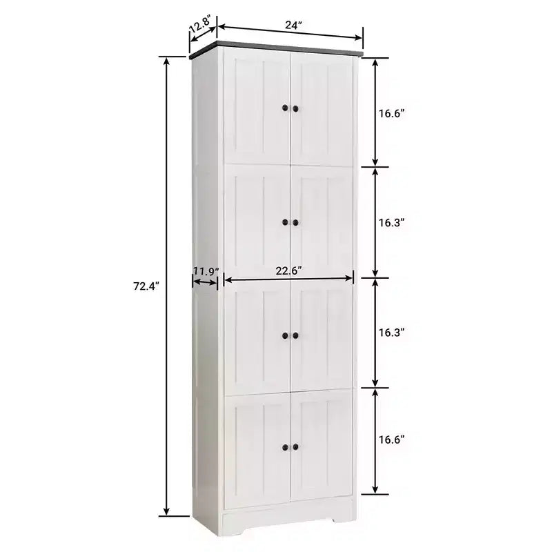 Mobiletto alto 72,4, Armadio da cucina autoportante con ripiani, Armadio a pavimento, Armadio alto per bagno, cucina, dispensa