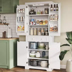 Bestier 72 Mobile Dispensa da Cucina con Ante e Ripiani, Mobile Dispensa per Alimenti con Luce con Sensore di Movimento
