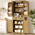 Bestier 72 Mobile Dispensa da Cucina con Ante e Ripiani, Mobile Dispensa per Alimenti con Luce con Sensore di Movimento