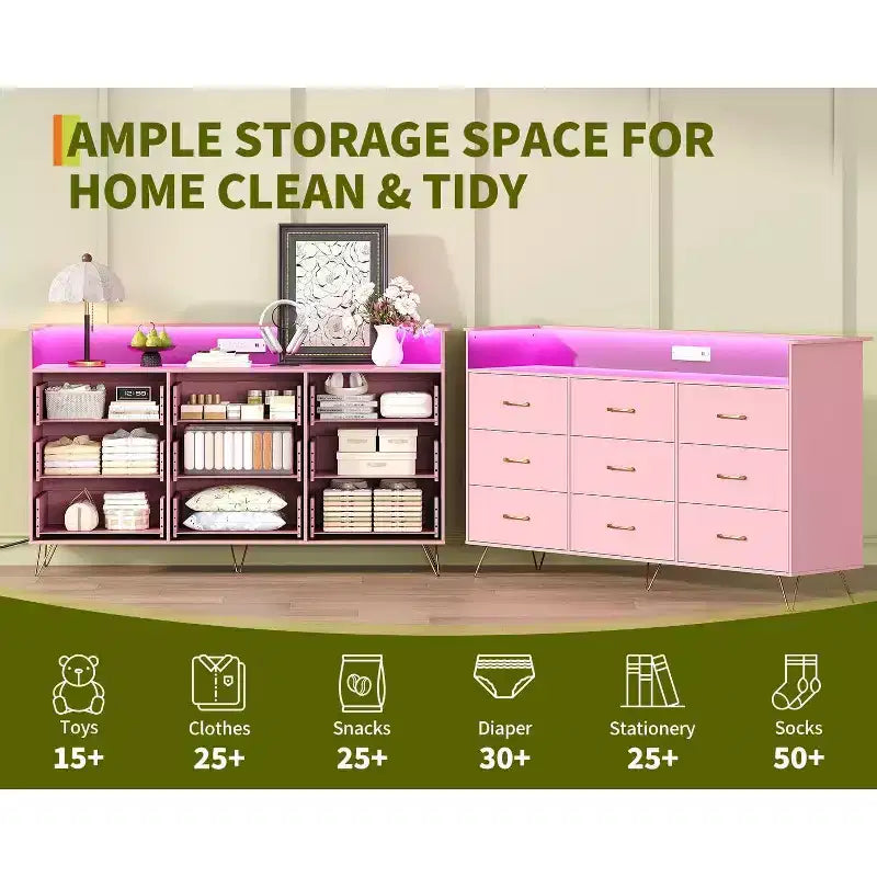 Cassettiera alta a 9 cassetti da 36,6x62,8x16,7 pollici, mobile contenitore moderno con organizer multifunzionale per uso multi-stanza, design elegante