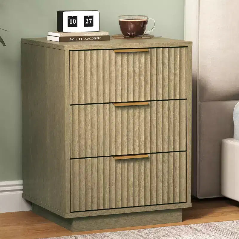 Heynemo Cassettiera Bassa a 3 Cassetti, Comodino Moderno Compatto per Camera da Letto, Soggiorno o Ingresso