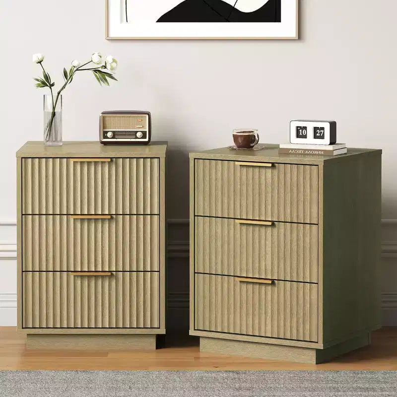 Heynemo Cassettiera Bassa a 3 Cassetti, Comodino Moderno Compatto per Camera da Letto, Soggiorno o Ingresso
