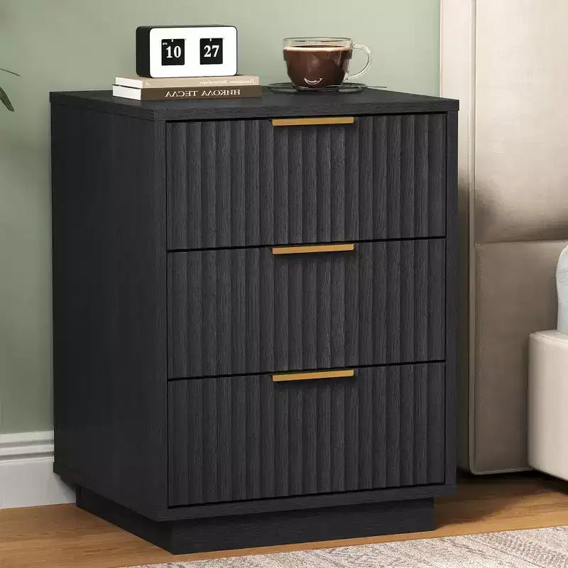 Heynemo Cassettiera Bassa a 3 Cassetti, Comodino Moderno Compatto per Camera da Letto, Soggiorno o Ingresso