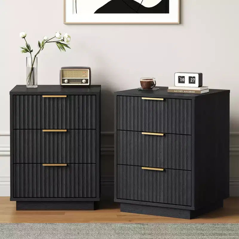Heynemo Cassettiera Bassa a 3 Cassetti, Comodino Moderno Compatto per Camera da Letto, Soggiorno o Ingresso